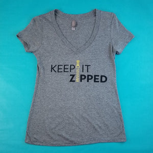 Keep It Zipped Short Sleeve Deep V T-Shirt