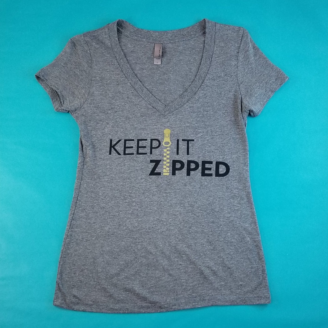 Keep It Zipped Short Sleeve Deep V T-Shirt